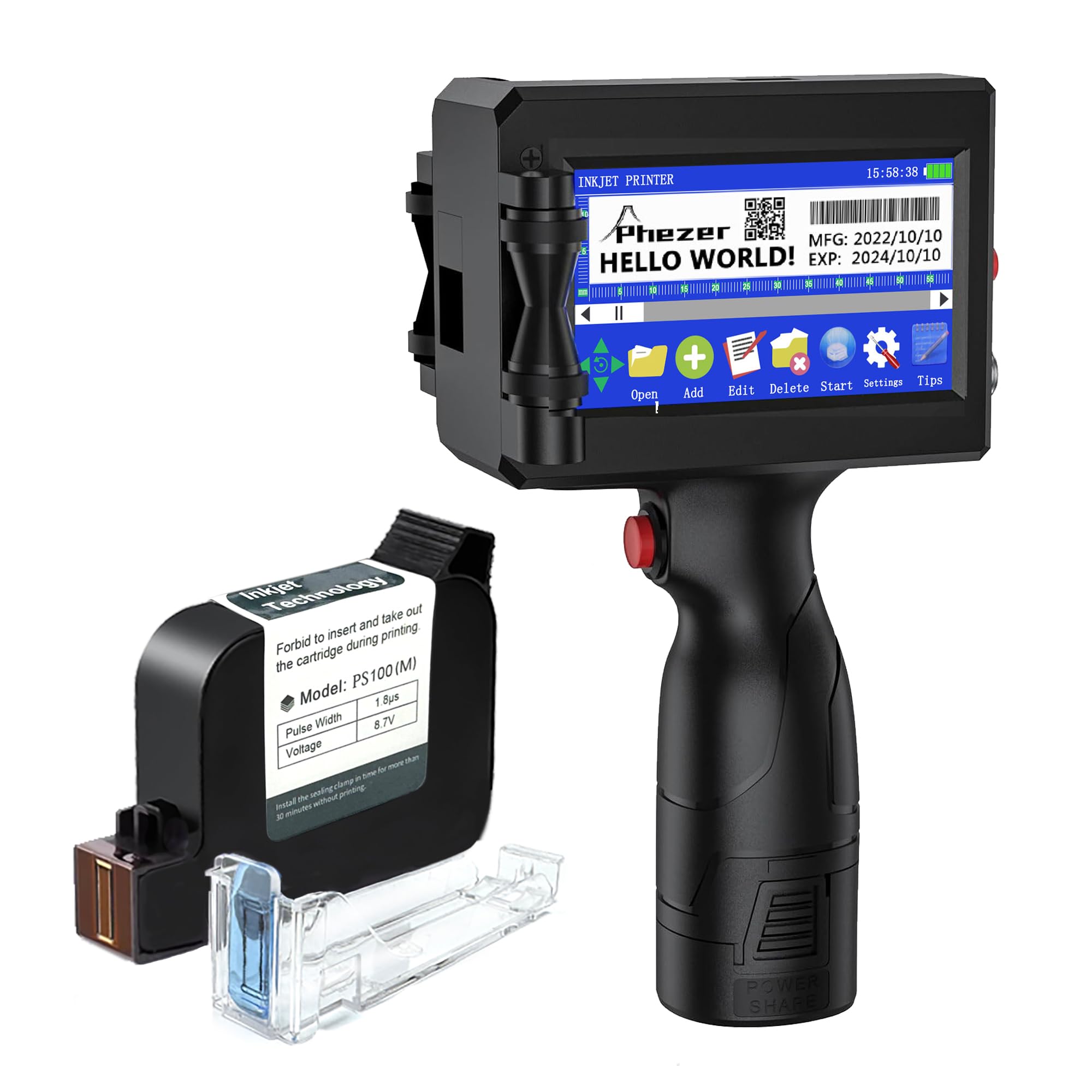 Amazon.com: Phezer P15 Handheld Inkjet Printer for Flat Surface